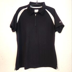 Slazenger Black and White Golf or Tennis Polo‎ Shirt with 1/4 Zip Neck, Size L
